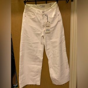 ZARA. Wide leg white jeans